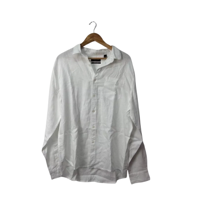 Country Road Organic linen Long Sleeve Button Down Shirt Size XL White 