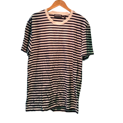 Country Road Mens  Size M Short Sleeve T-shirt Black  / Striped / White 