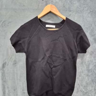 Oroton Womens  Size L Short Sleeve Top Black  