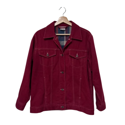 Retro Denim Lined Size 10 Bomber Jacket Maroon / Red 