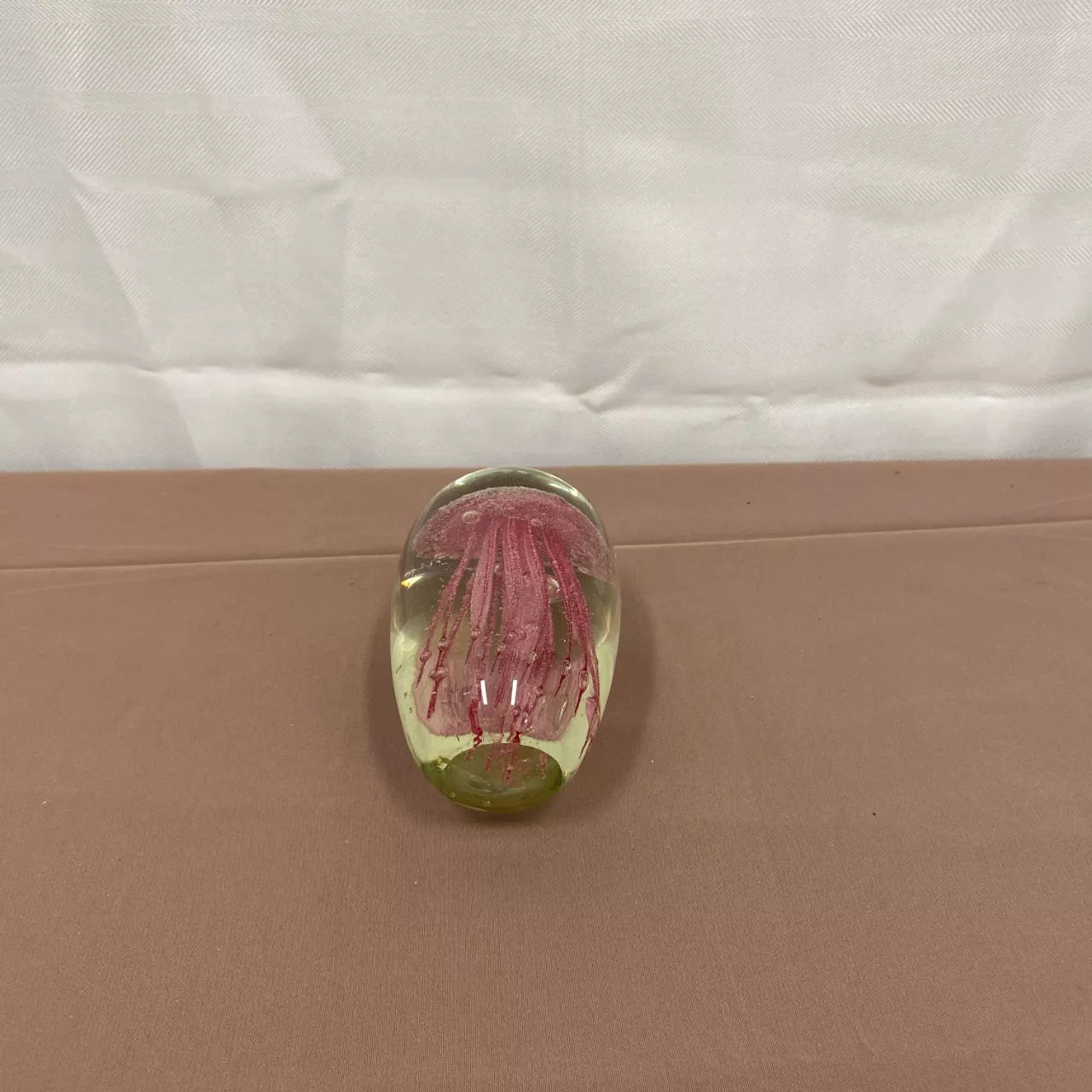 Vintage Clear Glass Art Pink Jellyfish w/controlled Bubbles Paperweight ...