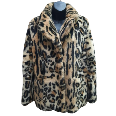 TOKITO Size 10 Fully Lined Faux Leopard Fur Print Coat