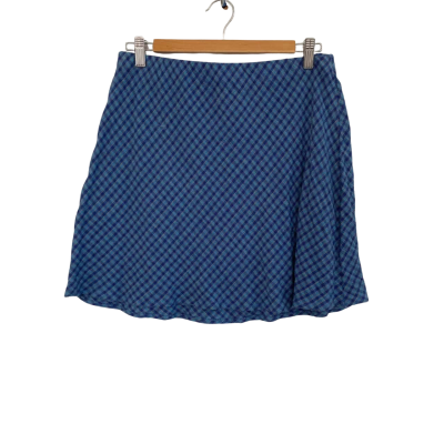 Ghanda Womens  Size 10 Midi Skirt / Mini Skirt Blue / Gingham / Navy Blue 