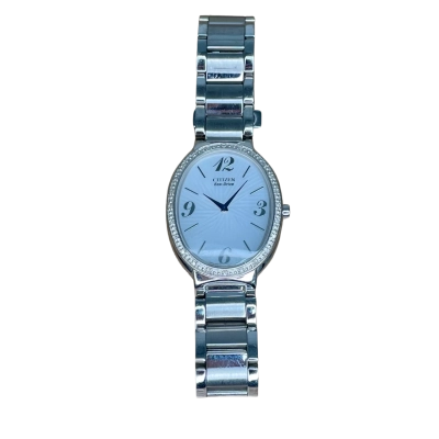 Citizen Watch Women's Eco-drive Allura Diamond Accent Stainless Steel Bracelet 35x27mm Ex1220-59a