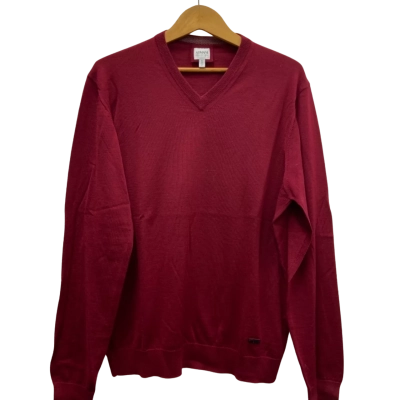 Armani Mens  Size L 100% WOOL Jumper Ruby