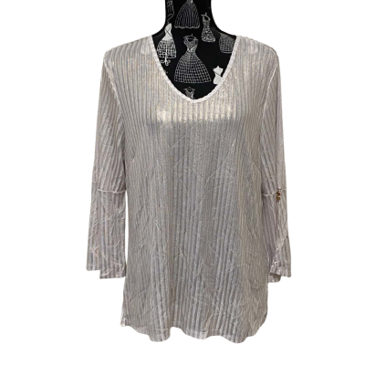 Table Eight Womens  Size L 3/4 Sleeve Top Gold / Pink  / Striped BNWT