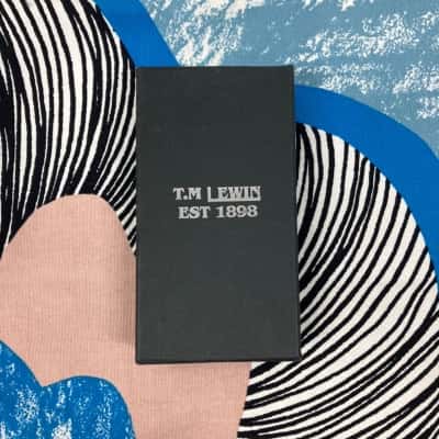 T.M Lewin Silk Red Tie W/Cufflinks 