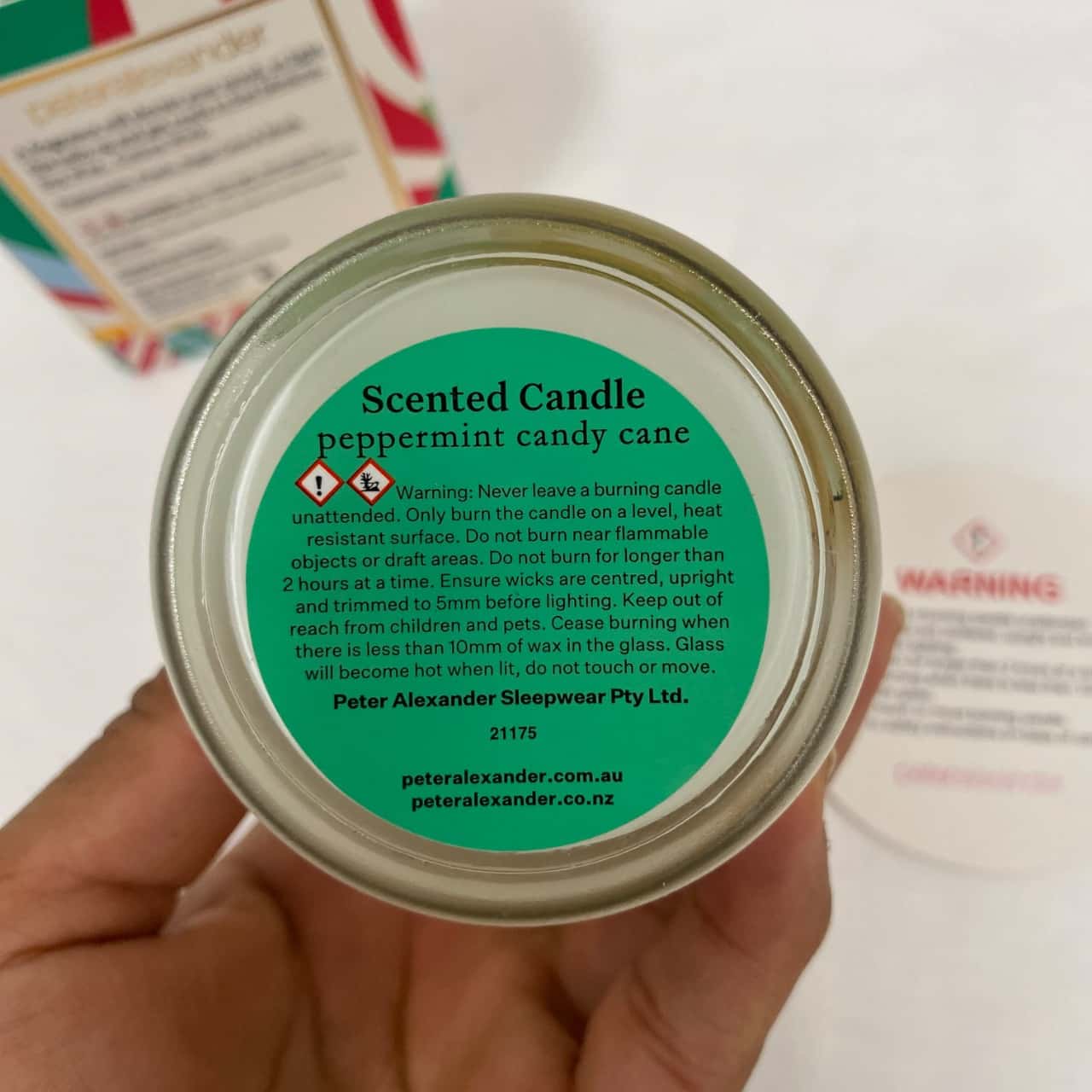 Candy Alexander Peter Alexander Christmas Candle Peppermint Candy Cane BNWT(s)