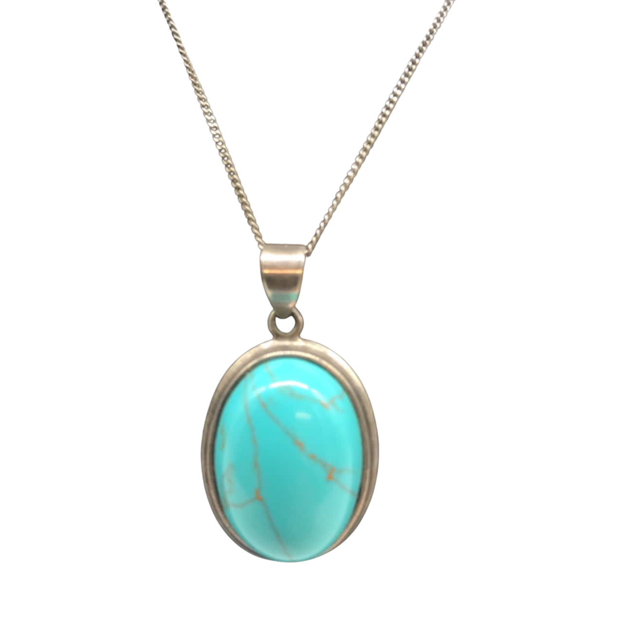 Womans Fine Sterling Silver 925 Chain and Heavy Silver & Turquoise