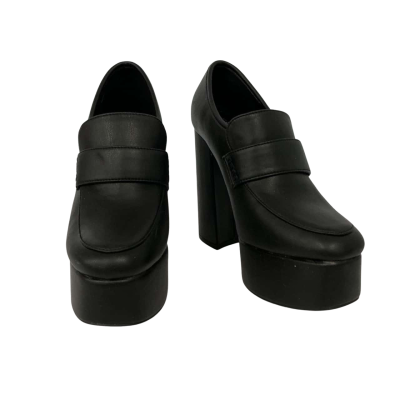Madden Girl Womens Heeled Loafers Size 37.5 Black | Brand New | RRP $100