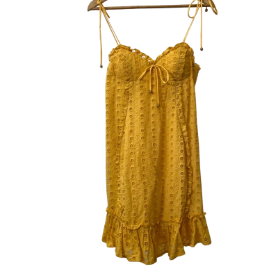 Saints + Secrets Yellow Eyelet Embroidered Mini Sundress Size 12