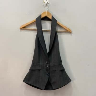 Cue Womens  Vest Size 6 Grey Checkered 