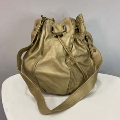 Mimco Womens Leather Handbag / Shoulder Bag Gold 