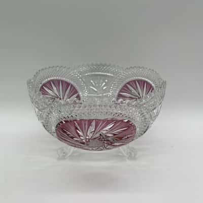 West German Crystal Cut Claw Foot Bowl [B#22]