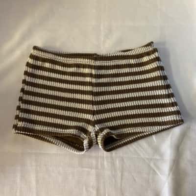 Motel Womens Knitted Shorts Size XS Brown / White 