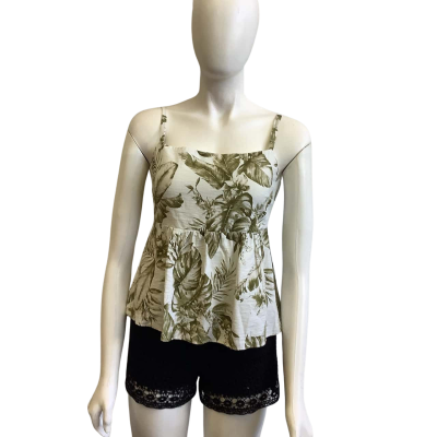 Forever New Women's Size 8 Singlet Green Leaf Pattern 
