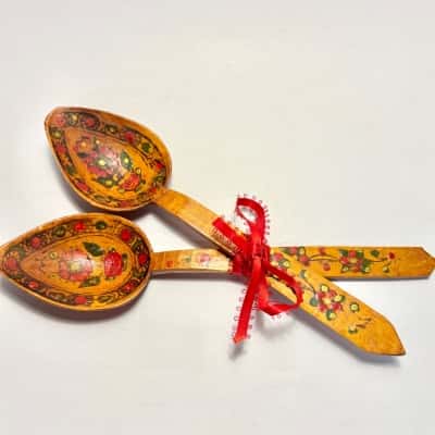 Vtg Turkish Hand Painted Folk Dancing Wooden Spoons