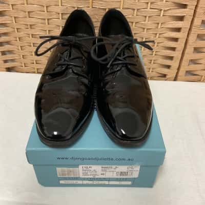 NEW Django & Juliette Barrick-MI Men’s RRP $149.95  Size 40 Dress shoes Black Patent Leather Work Business Wedding Formal 