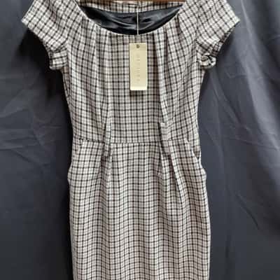 Decjuba Womens Size 10 Black/Grey/Cream Woven Dress