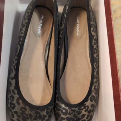 Hush Puppies Tirra Womens Metallic Leopard Size 10 Blue / Gold 
