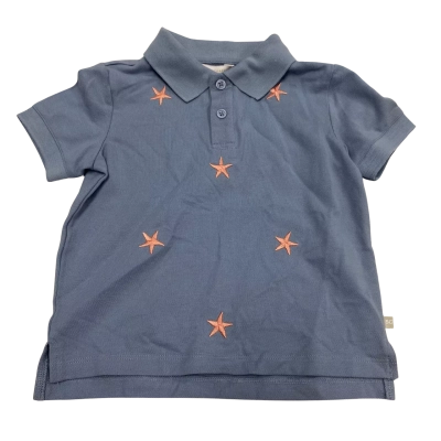 BNWT Sportscraft Kids Size 4 Pink Star Embroidered Blue Polo Top   