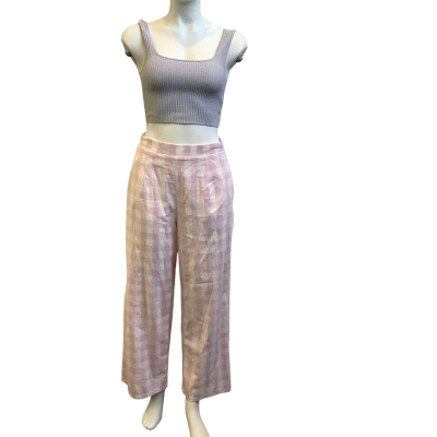 Brand New Atmos&Here Womens Size 10 Hyacinth Wide Leg Pants Pink / White