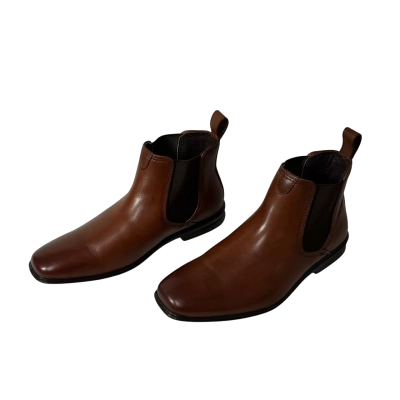 Hush Puppies Mens Size 7.5 Chelsea Tan Burnish Leather Boots (new) 