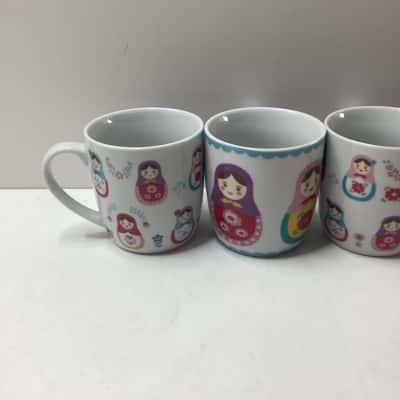 4 Russian Matryoshka Doll Mug Set