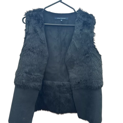 French Connection Womens  Size 10 Faux Fur Black Vest 