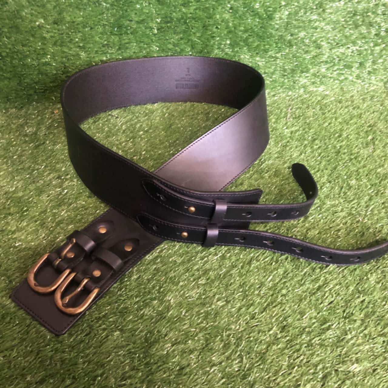 Country Road Black Belt With 2 Buckles Size L(s)