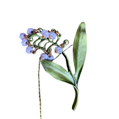 Lily of the Valley enamelled  Womens Brooch 6cm