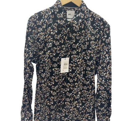 Yd. Mens  Size L Business Shirt / Long Sleeve Shirt Black  / Brown / White 