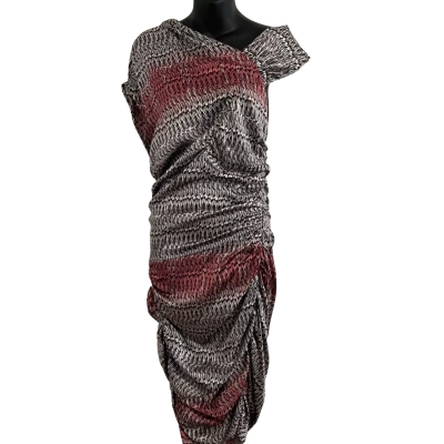 Country Road Womens  Size 10 Off The Shoulder Silk Dress RRP $229 Black  / Red / White 