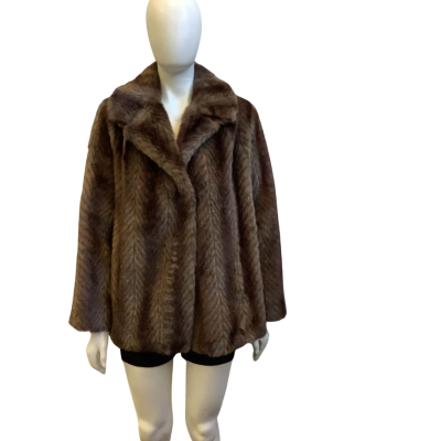  `Vintage’ Otex Melbourne Womens To Fit AUS Size 12-14 Faux Fur Jacket Brown