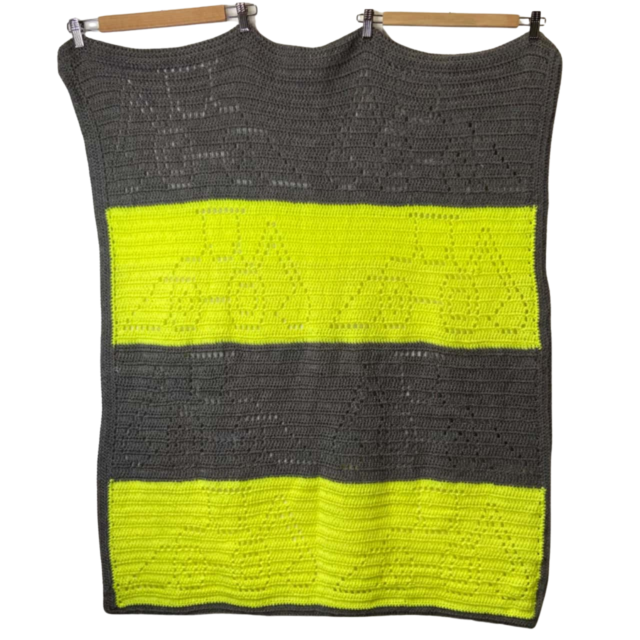 Rectangular Crotchet Small Blanket Throw Grey Yellow 34 By 42 Rectangular crotchet small blanket throw grey yellow 34 by 42