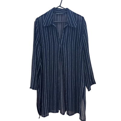 Mirrorwoman Womens  Size 16 Blue Striped See Through Shirt 