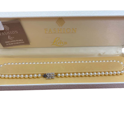  Lotus vintage simulated pearls Womens’ Beaded Necklace Cream 