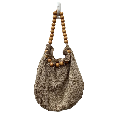 HUSHUSH knitbag  beaded handle Beige / Brown 