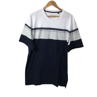 Johnny Bigg Mens Size 2XL White / Grey / Black Striped Short Sleeve T-shirt 