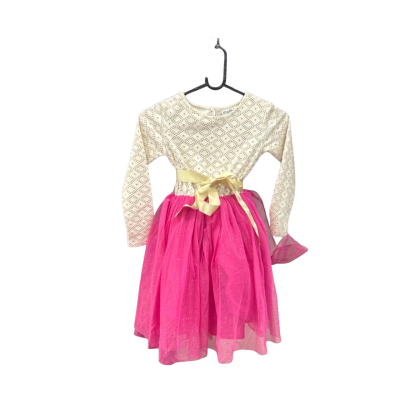 Origami Kids  Size 7 dress in pink, off white and gold sparkles 