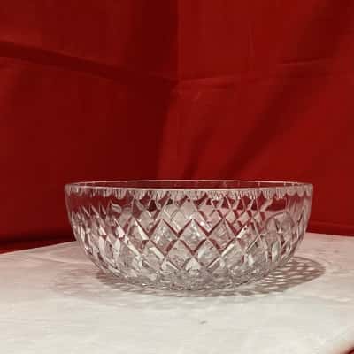Vintage Cut Crystal Bowl - Diamond & Starburst Pattern