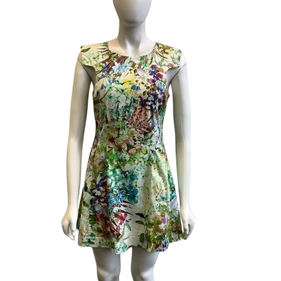 Portmans Signature Women's Size 10 Capped Sleeve Mini Cocktail Dress Multicoloured Pattern 