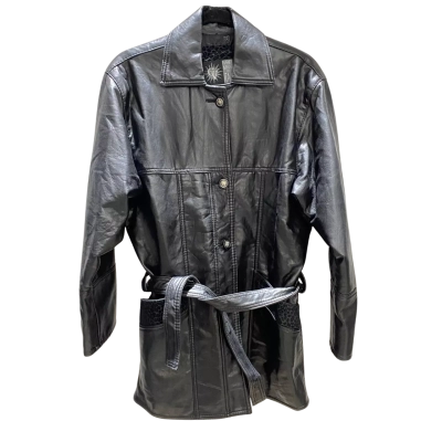 Gorgeous GV Womens  Size M Leather Jacket with Wrap Around Belt Black - Hand Made In Italy