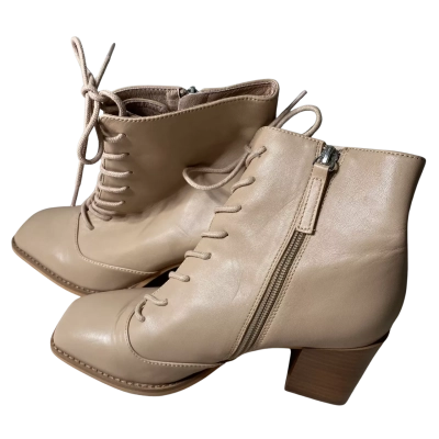 Wittner Beige Leather Mid Length Boots Size 38