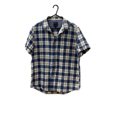 David Jones Mens Shirt  Size L Checked Shirt Beige / Blue / White 