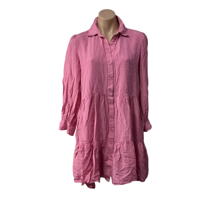 Witchery Womens Size 10 Pink Long Sleeve Mini Shirt Dress 