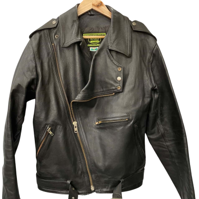 Mars Leather Vintage Mens  Size 44 Biker Black  