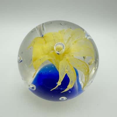 Yellow Flower Glass Paperweight