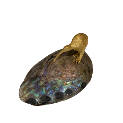 Vintage Kiwi Bird Paula Abalone Rainbow Shell Figurine Paperweight 
