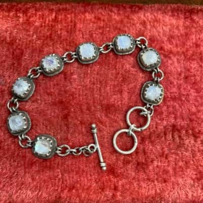 Handmade Vintage Moonstone silver bracelet 